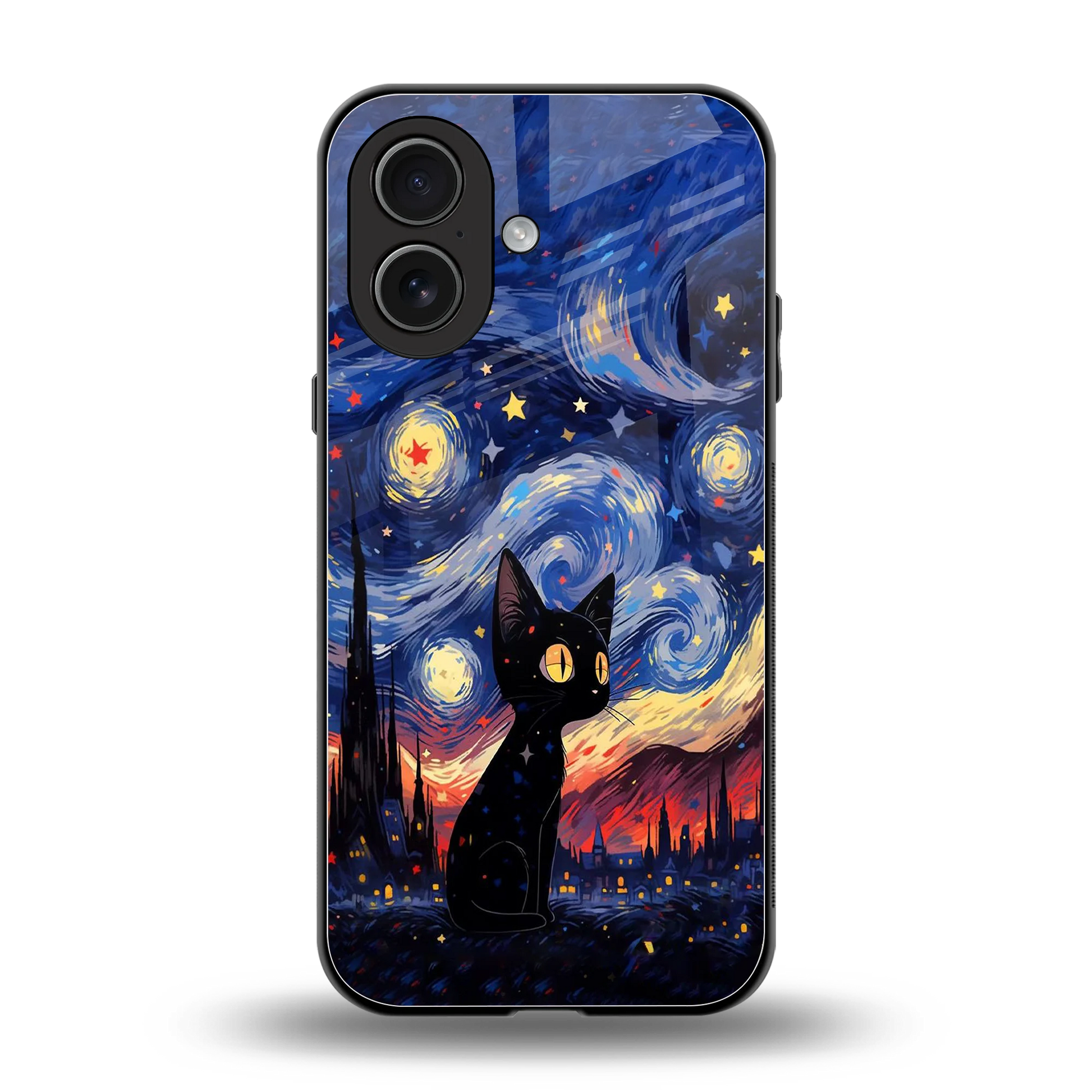 Starry Whiskers back phone cover | glass case for iphone 17