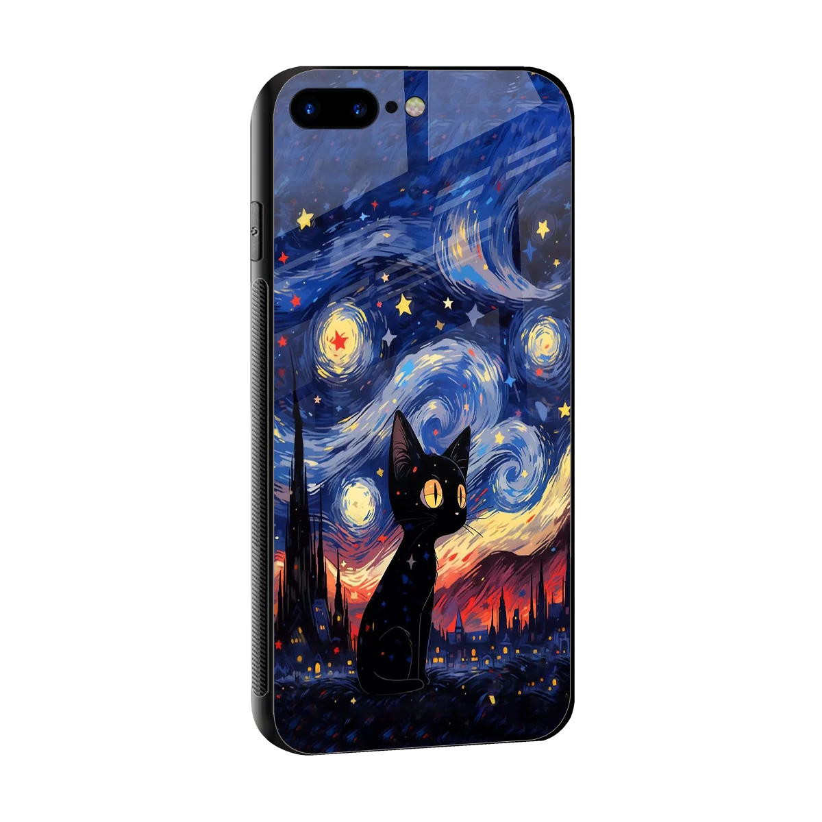 Starry Whiskers sleek iphone 7 plus cover with tempered glass back and TPU edges