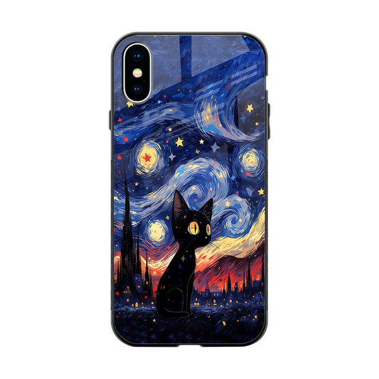 Starry Whiskers back phone cover | glass case for iphone x