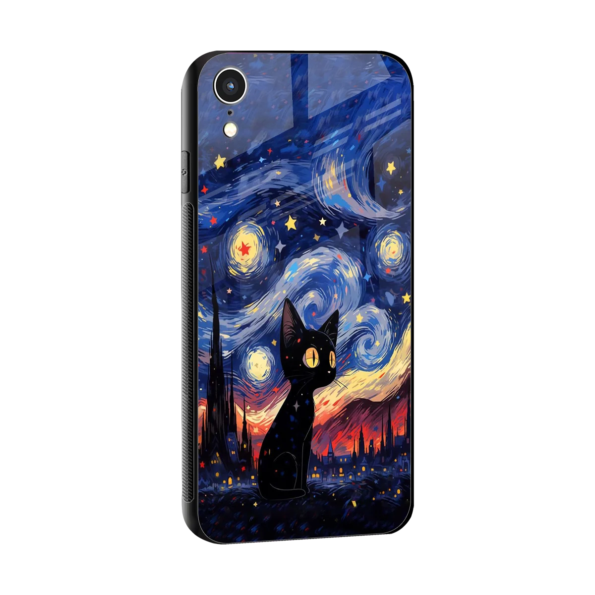 Starry Whiskers sleek iphone xr cover with tempered glass back and TPU edges