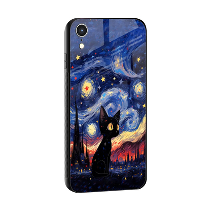 Starry Whiskers sleek iphone xr cover with tempered glass back and TPU edges