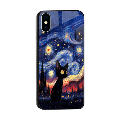 Starry Whiskers sleek iphone xs cover with tempered glass back and TPU edges