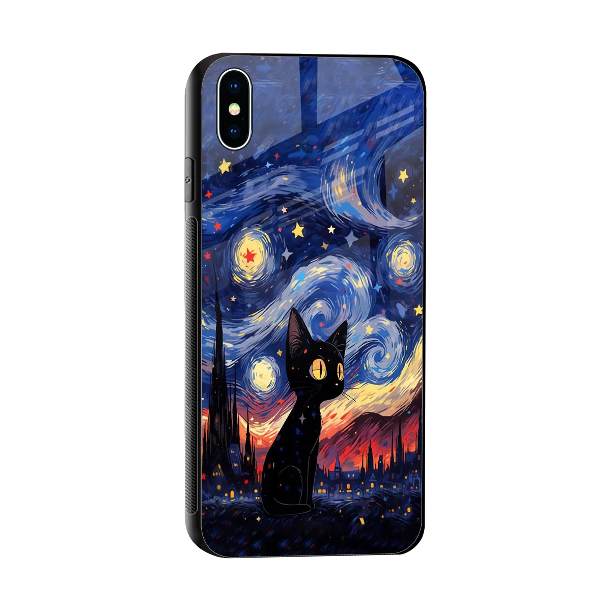 Starry Whiskers sleek iphone xs max cover with tempered glass back and TPU edges