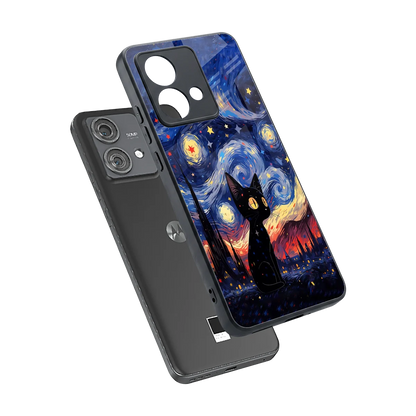 Starry Whiskers sleek motorola edge 40 neo 5g cover with tempered glass back and TPU edges
