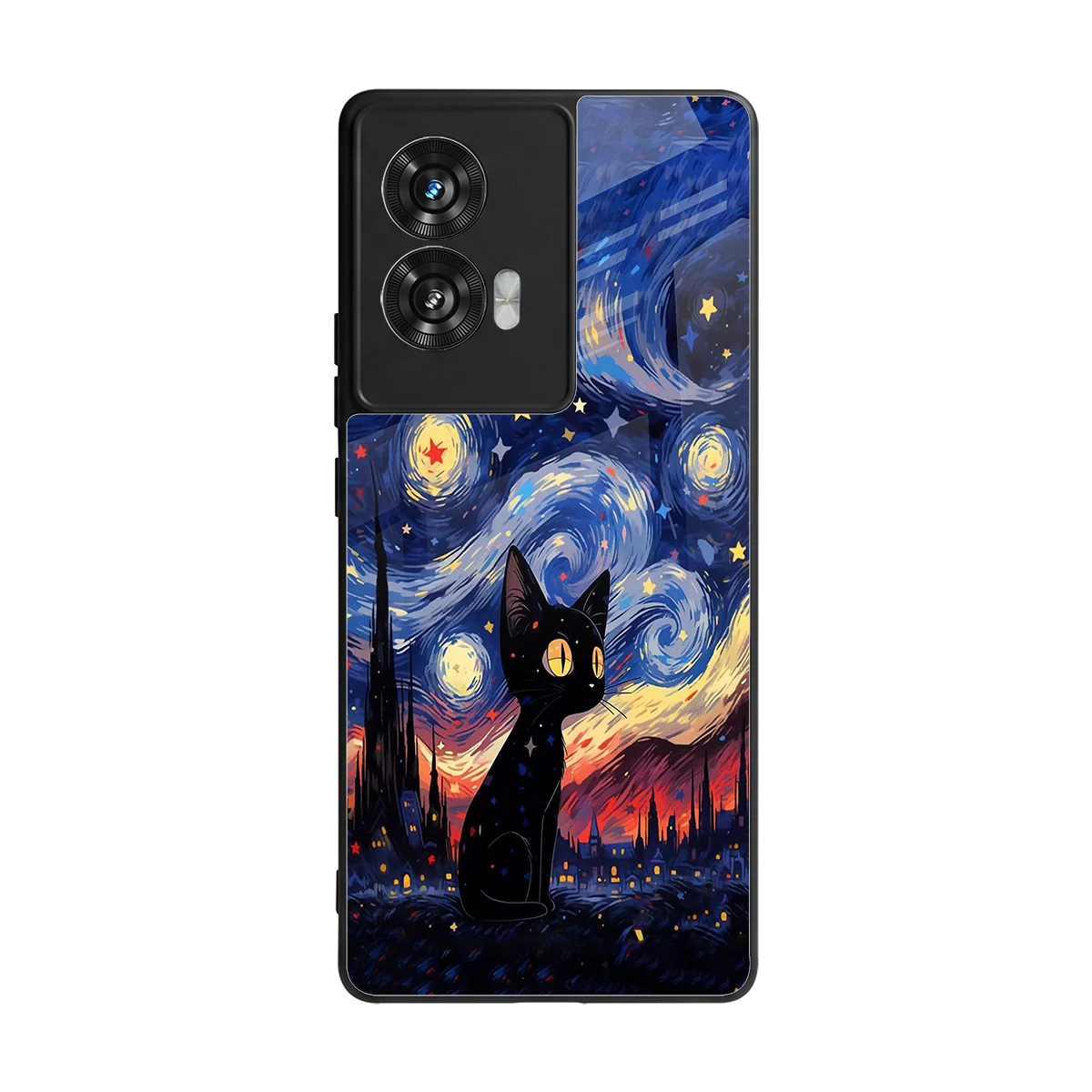 Starry Whiskers back phone cover | glass case for motorola edge 50 fusion