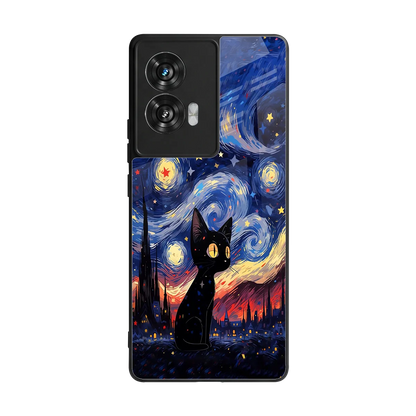 Starry Whiskers back phone cover | glass case for motorola edge 50 fusion