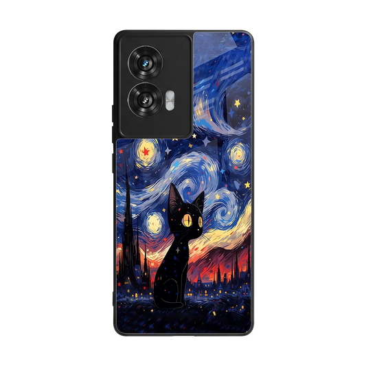 Starry Whiskers back phone cover | glass case for motorola edge 50 fusion