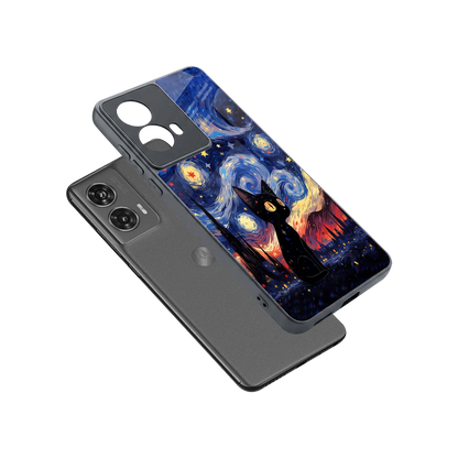 Starry Whiskers sleek motorola edge 50 fusion cover with tempered glass back and TPU edges