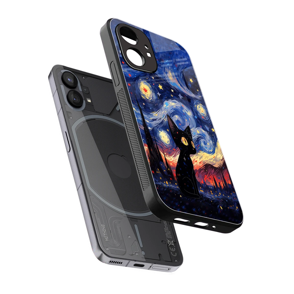 Starry Whiskers sleek nothing phone 1 cover with tempered glass back and TPU edges