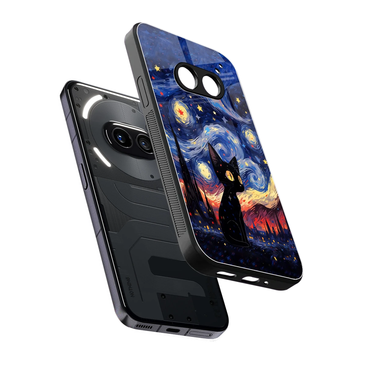 Starry Whiskers sleek nothing phone 2a plus cover with tempered glass back and TPU edges
