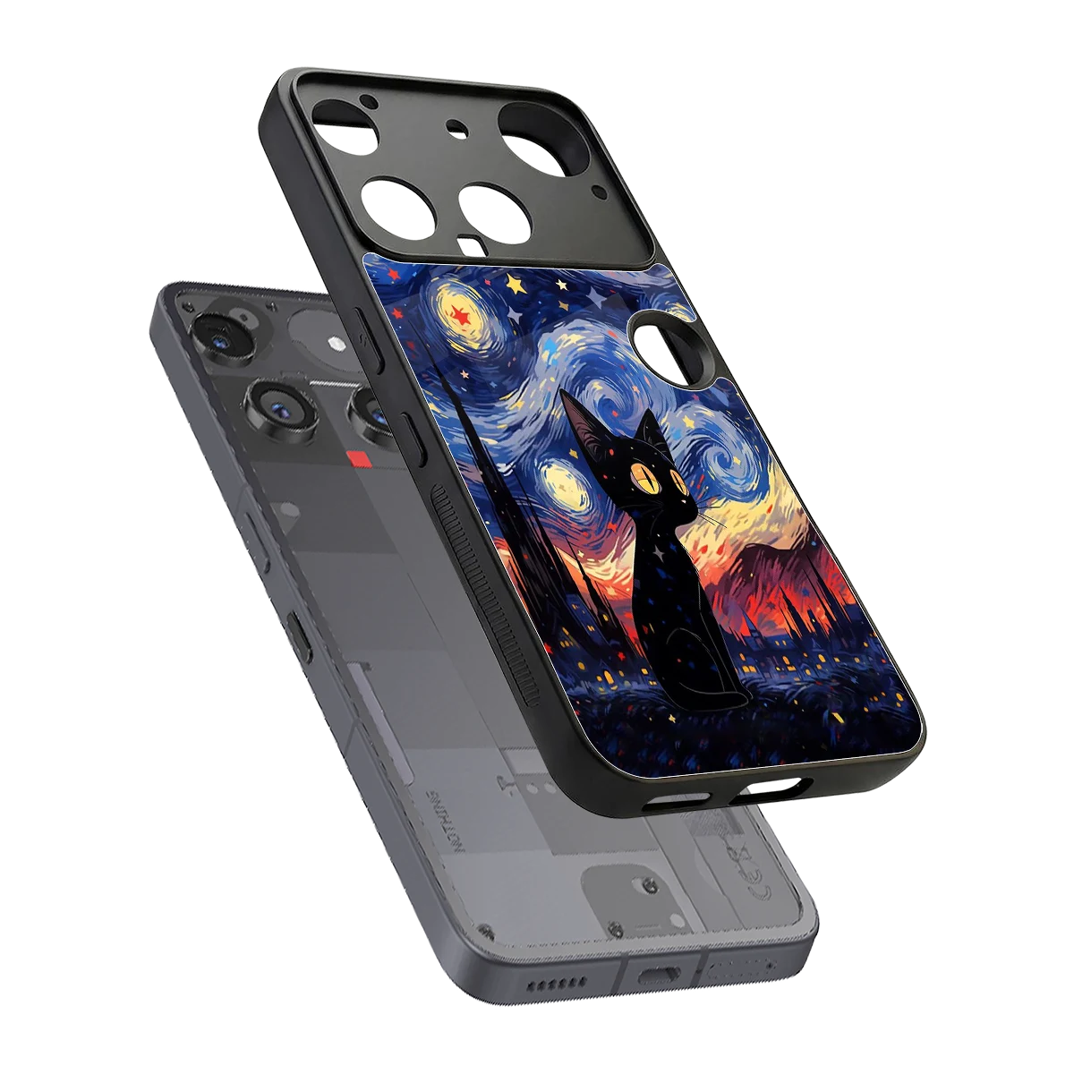 Starry Whiskers sleek nothing phone 3 cover with tempered glass back and TPU edges