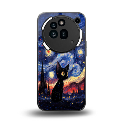 Starry Whiskers back phone cover | glass case for nothing phone 3a pro