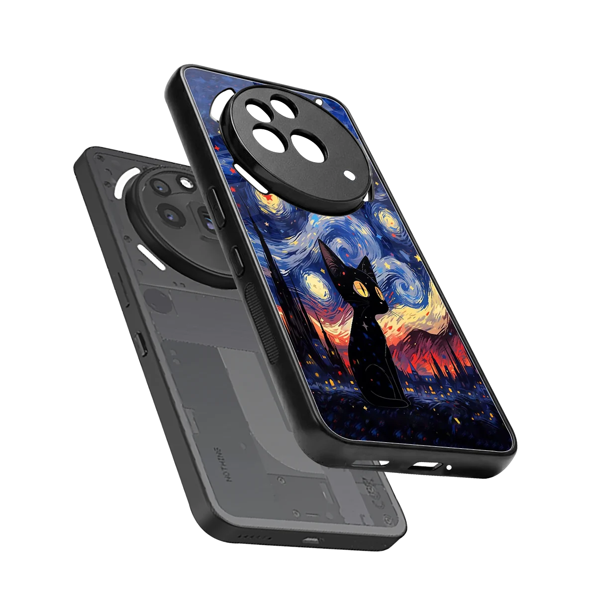 Starry Whiskers sleek nothing phone 3a pro cover with tempered glass back and TPU edges