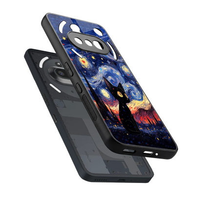 Starry Whiskers sleek nothing phone 3a cover with tempered glass back and TPU edges