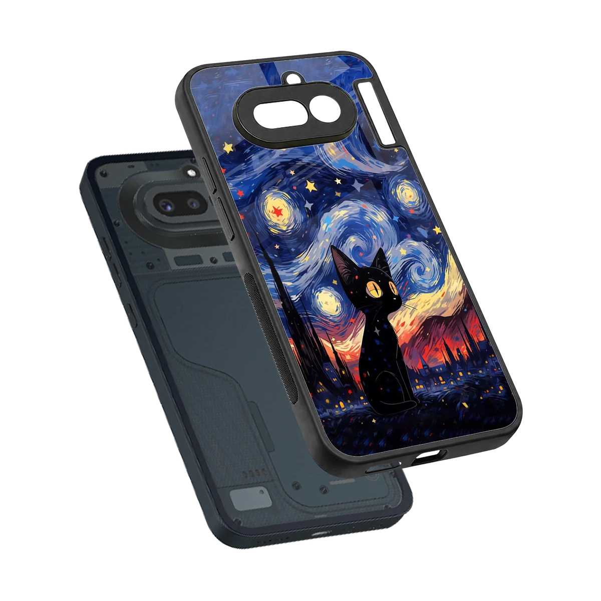 Starry Whiskers sleek nothing phone 4a cover with tempered glass back and TPU edges