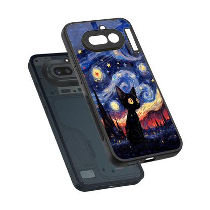 Starry Whiskers sleek nothing phone 4a cover with tempered glass back and TPU edges