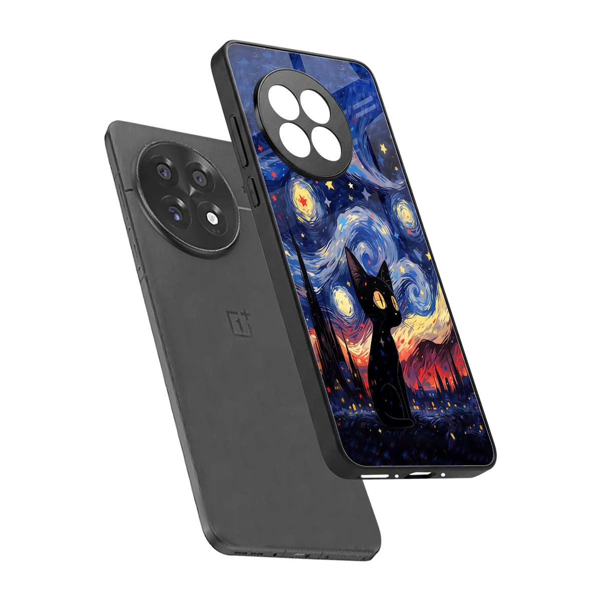 Starry Whiskers sleek oneplus 13r cover with tempered glass back and TPU edges