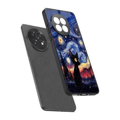 Starry Whiskers sleek oneplus 13r cover with tempered glass back and TPU edges