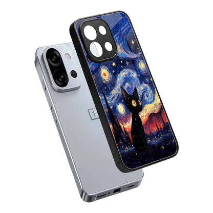 Starry Whiskers sleek oneplus 13s cover with tempered glass back and TPU edges