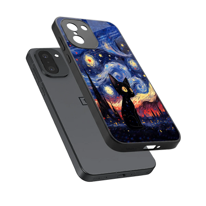 Starry Whiskers sleek oneplus 15r cover with tempered glass back and TPU edges