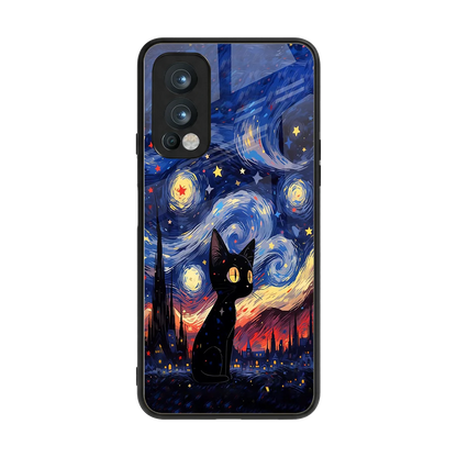 Starry Whiskers back phone cover | glass case for oneplus nord 2