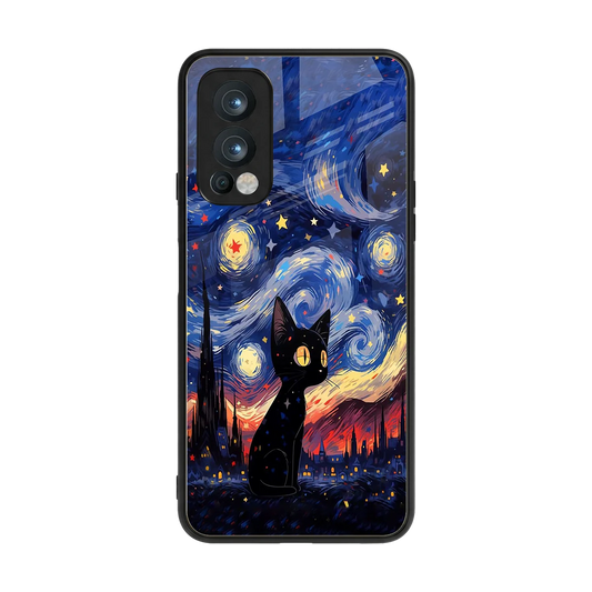 Starry Whiskers back phone cover | glass case for oneplus nord 2