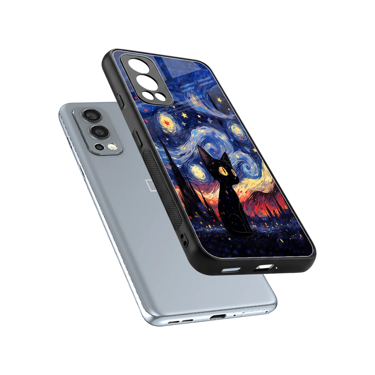 Starry Whiskers sleek oneplus nord 2 cover with tempered glass back and TPU edges