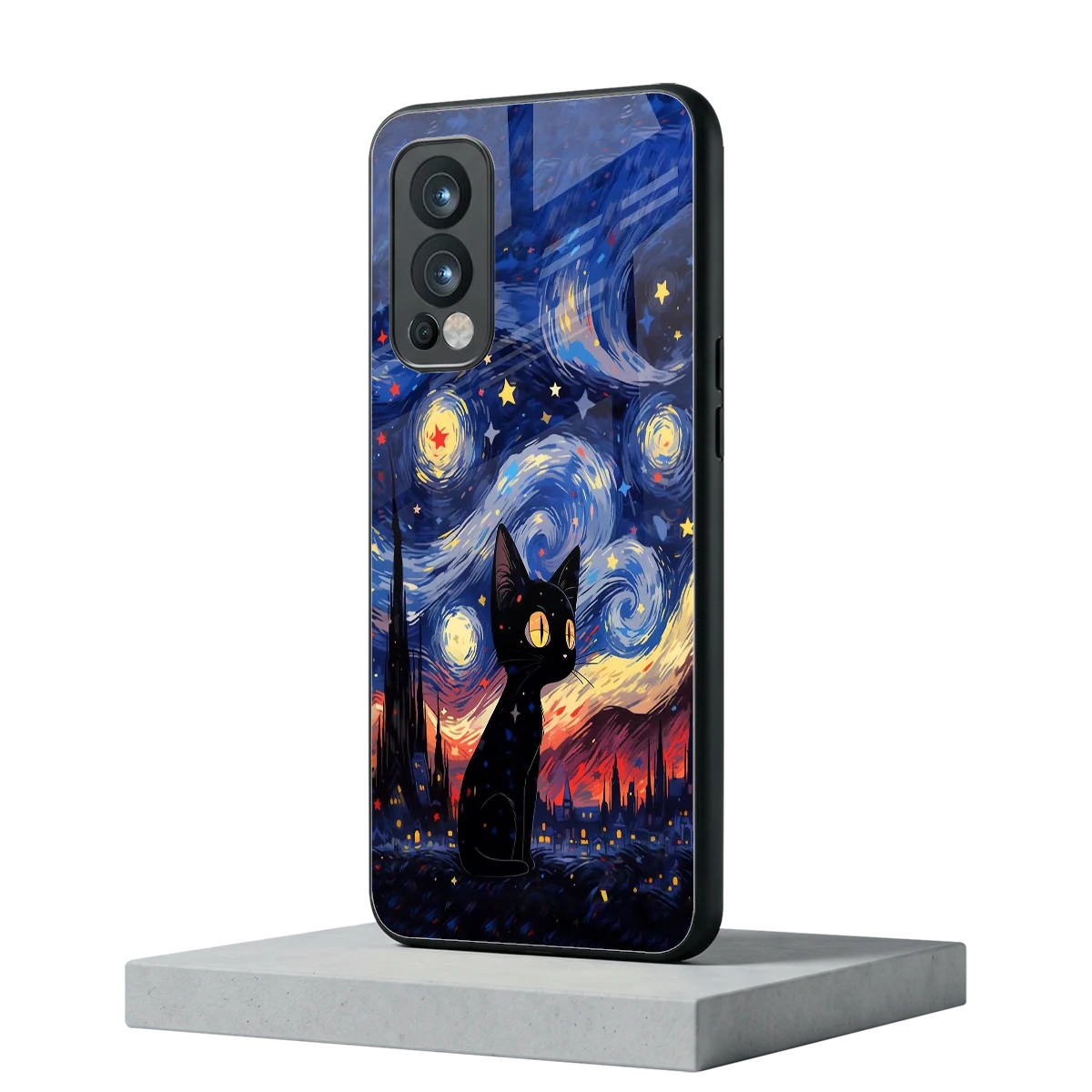 Starry Whiskers oneplus nord 2 mobile cover | shockproof glass phone case