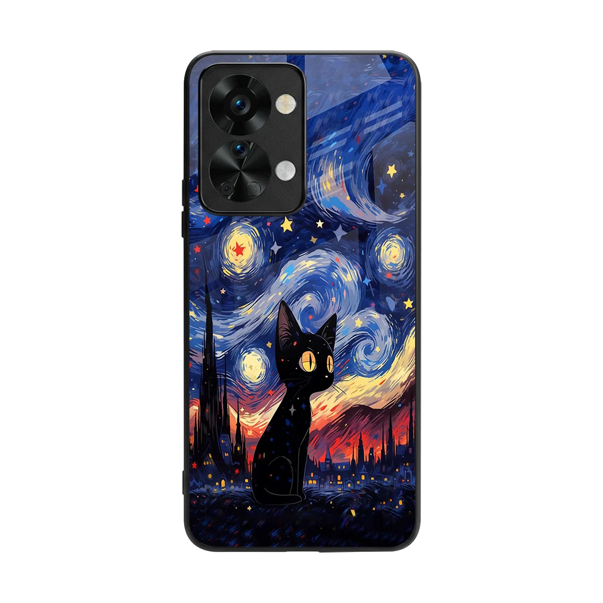 Starry Whiskers back phone cover | glass case for oneplus nord 2t