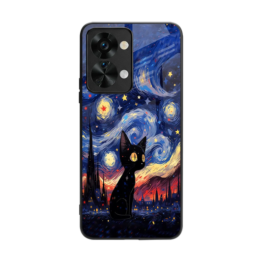 Starry Whiskers back phone cover | glass case for oneplus nord 2t