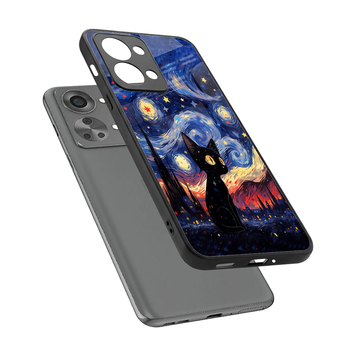Starry Whiskers sleek oneplus nord 2t cover with tempered glass back and TPU edges