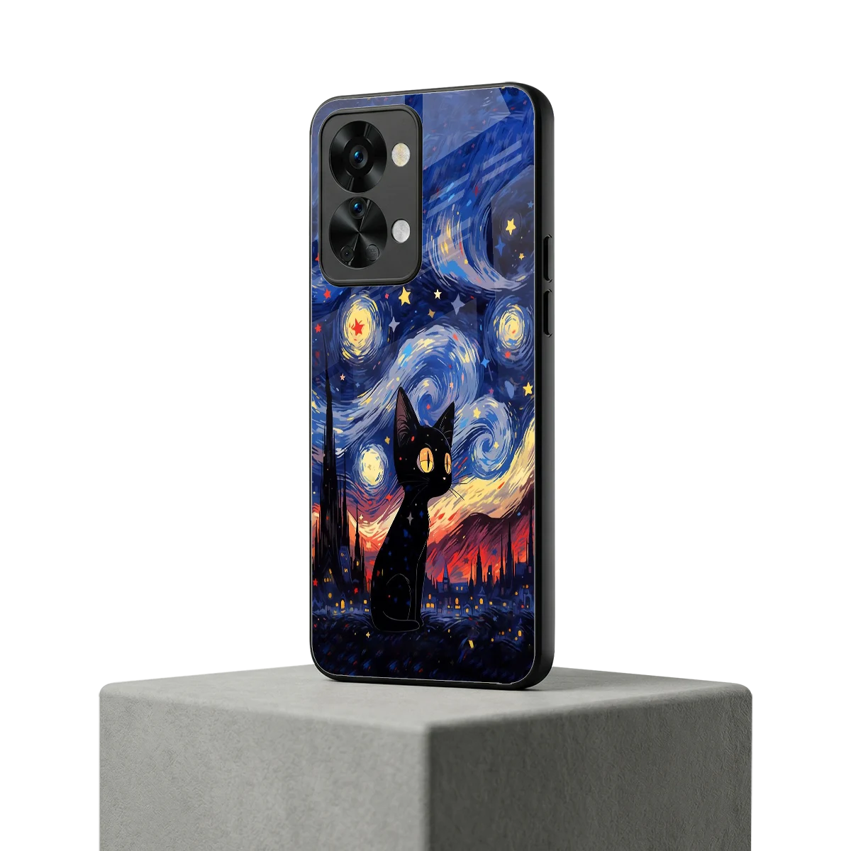 Starry Whiskers oneplus nord 2t mobile cover | shockproof glass phone case