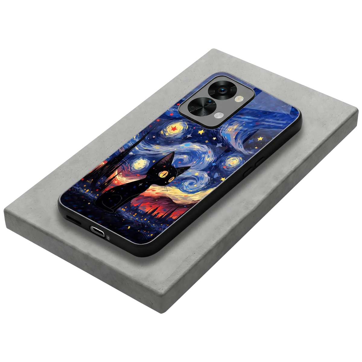Starry Whiskers stylish phone case for oneplus nord 2t | glossy glass and slim fit