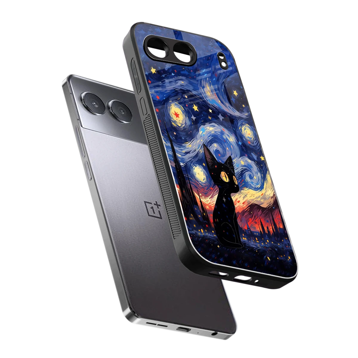Starry Whiskers sleek oneplus nord 4 cover with tempered glass back and TPU edges