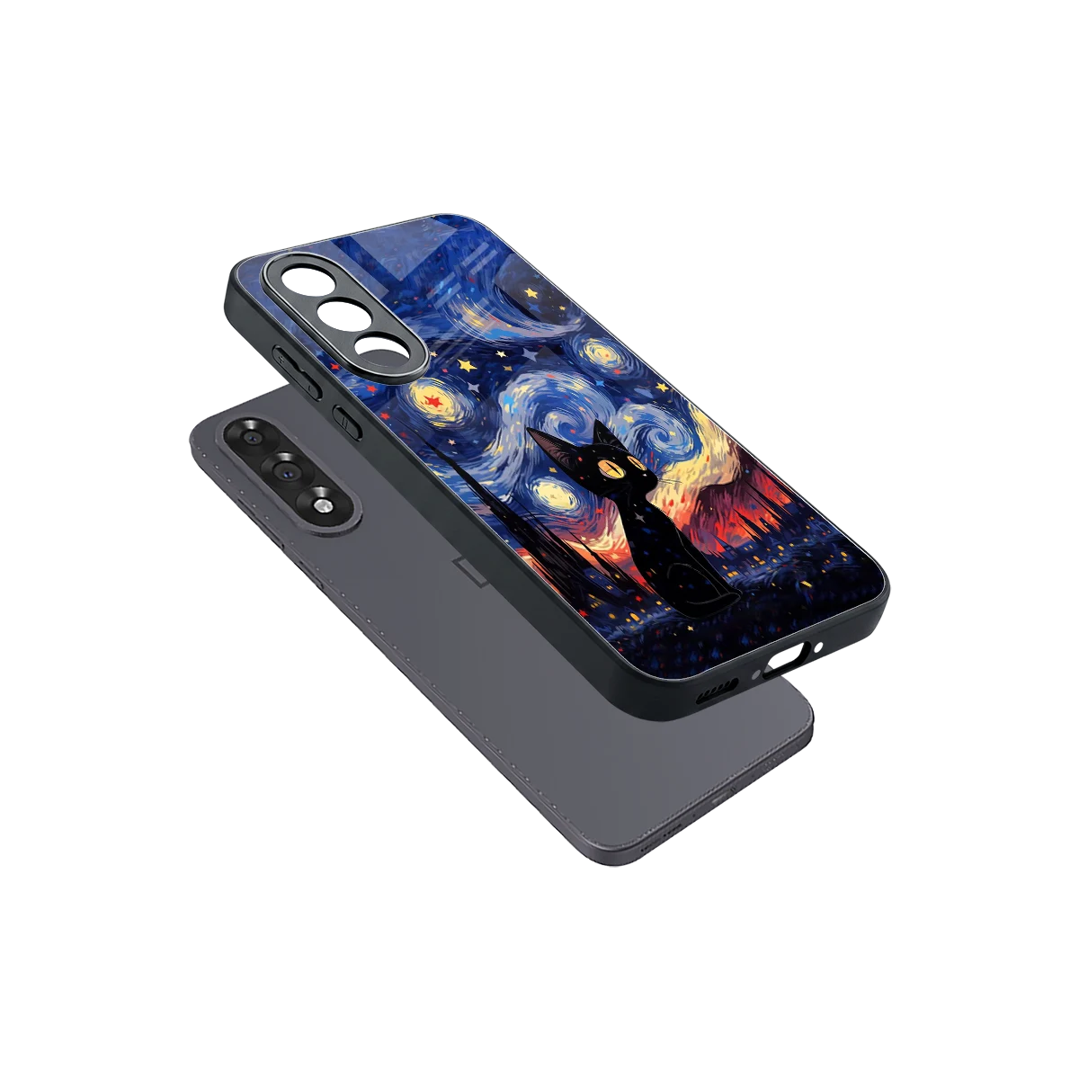 Starry Whiskers sleek oneplus nord 5 cover with tempered glass back and TPU edges