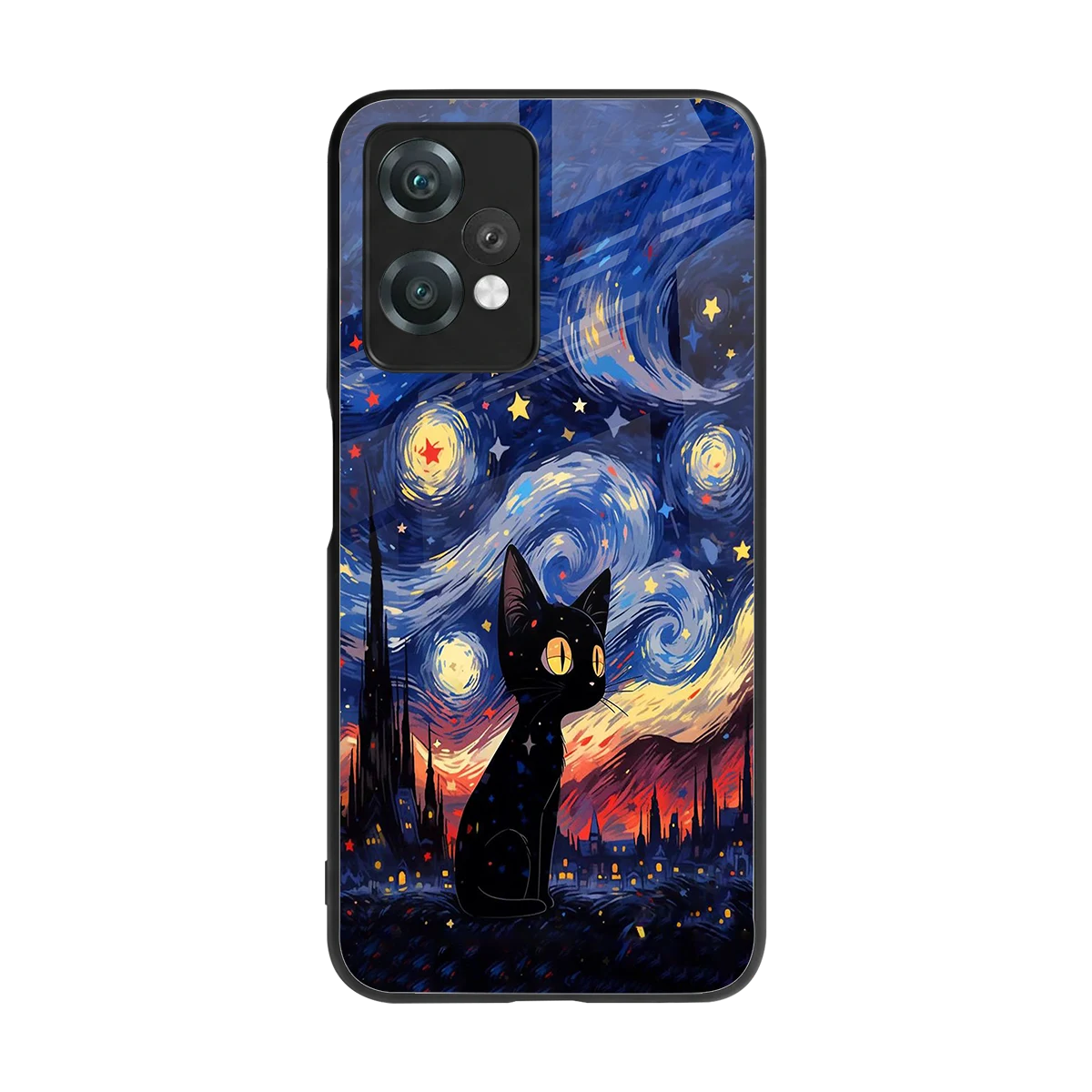 Starry Whiskers back phone cover | glass case for oneplus nord ce 2 lite