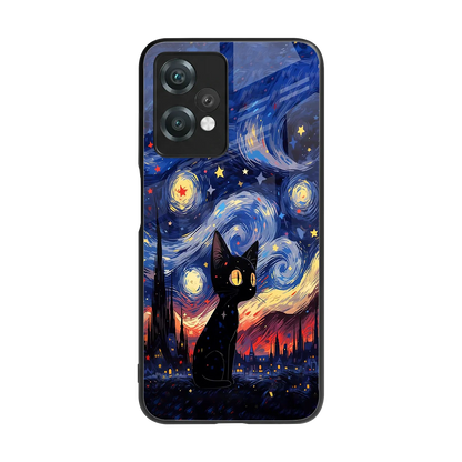 Starry Whiskers back phone cover | glass case for oneplus nord ce 2 lite