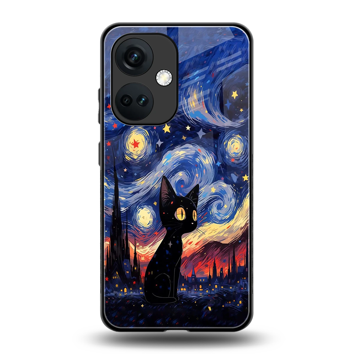 Starry Whiskers back phone cover | glass case for oneplus nord ce 3