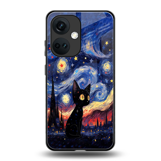 Starry Whiskers back phone cover | glass case for oneplus nord ce 3
