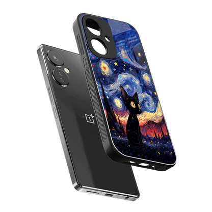 Starry Whiskers sleek oneplus nord ce 3 cover with tempered glass back and TPU edges