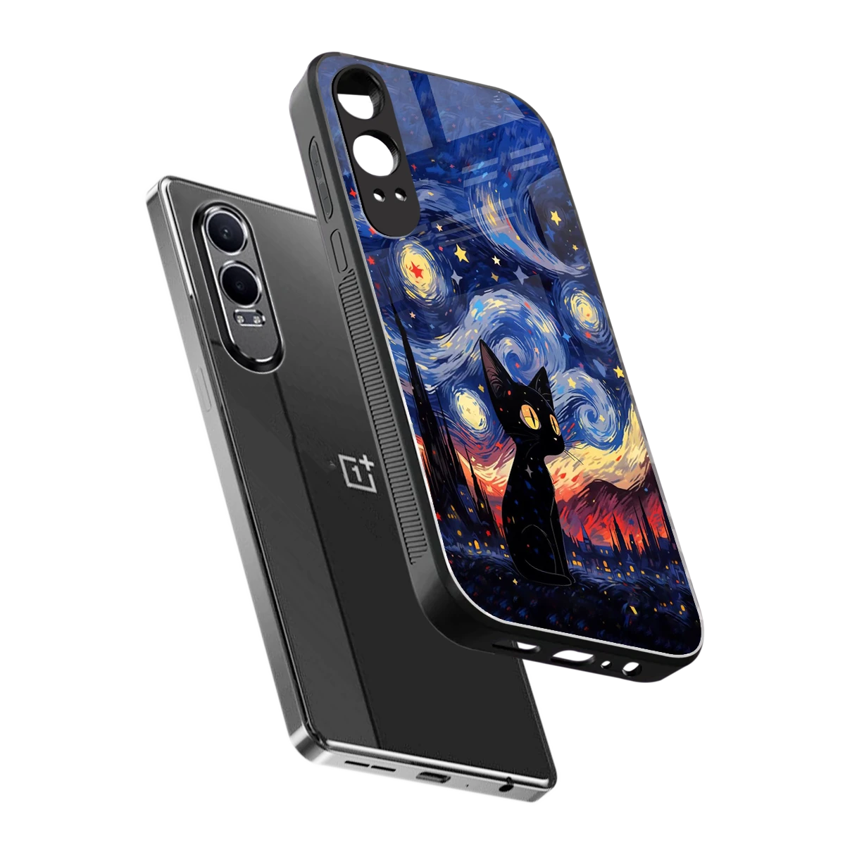 Starry Whiskers sleek oneplus nord ce 4 lite cover with tempered glass back and TPU edges