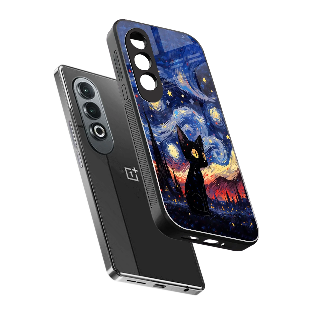 Starry Whiskers sleek oneplus nord ce 4 cover with tempered glass back and TPU edges