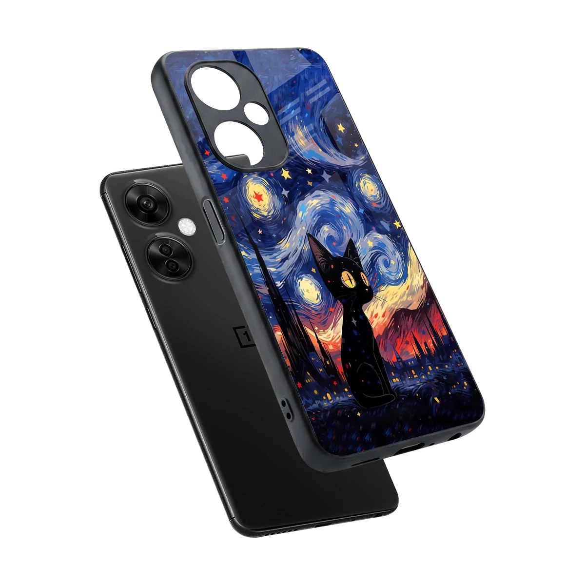 Starry Whiskers sleek oneplus nord ce 3 lite cover with tempered glass back and TPU edges