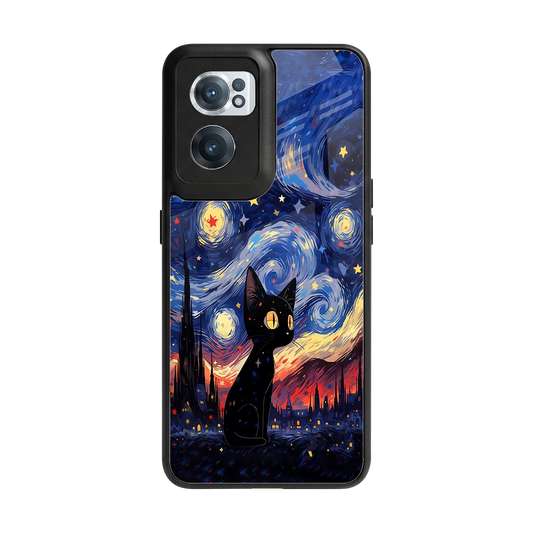 Starry Whiskers back phone cover | glass case for oneplus nord ce 2