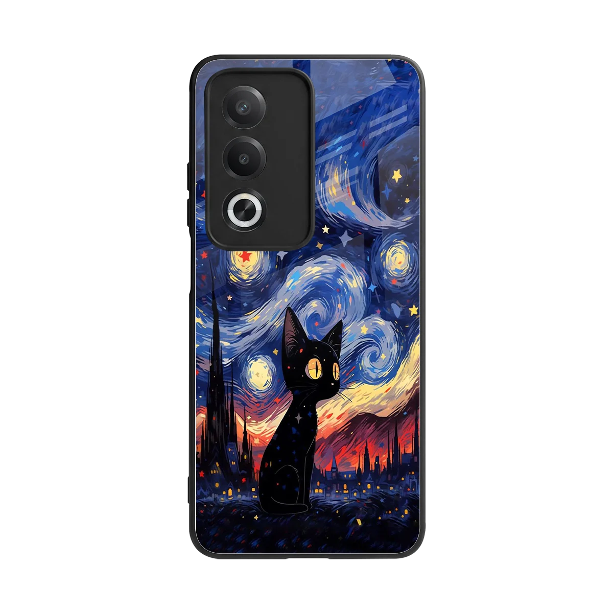 Starry Whiskers back phone cover | glass case for oppo a3 pro