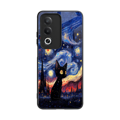 Starry Whiskers back phone cover | glass case for oppo a3 pro
