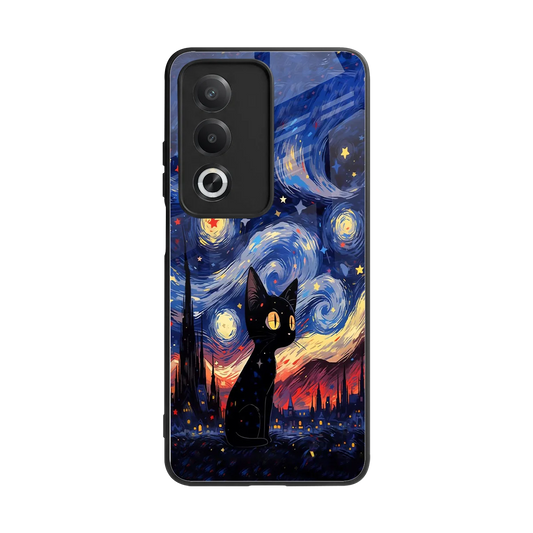 Starry Whiskers back phone cover | glass case for oppo a3 pro