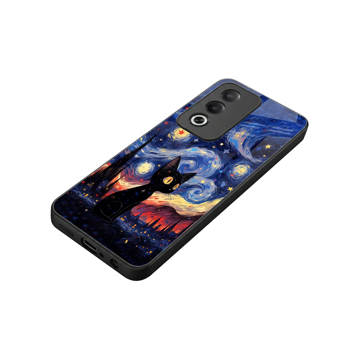 Starry Whiskers stylish phone case for oppo a3 pro | glossy glass and slim fit