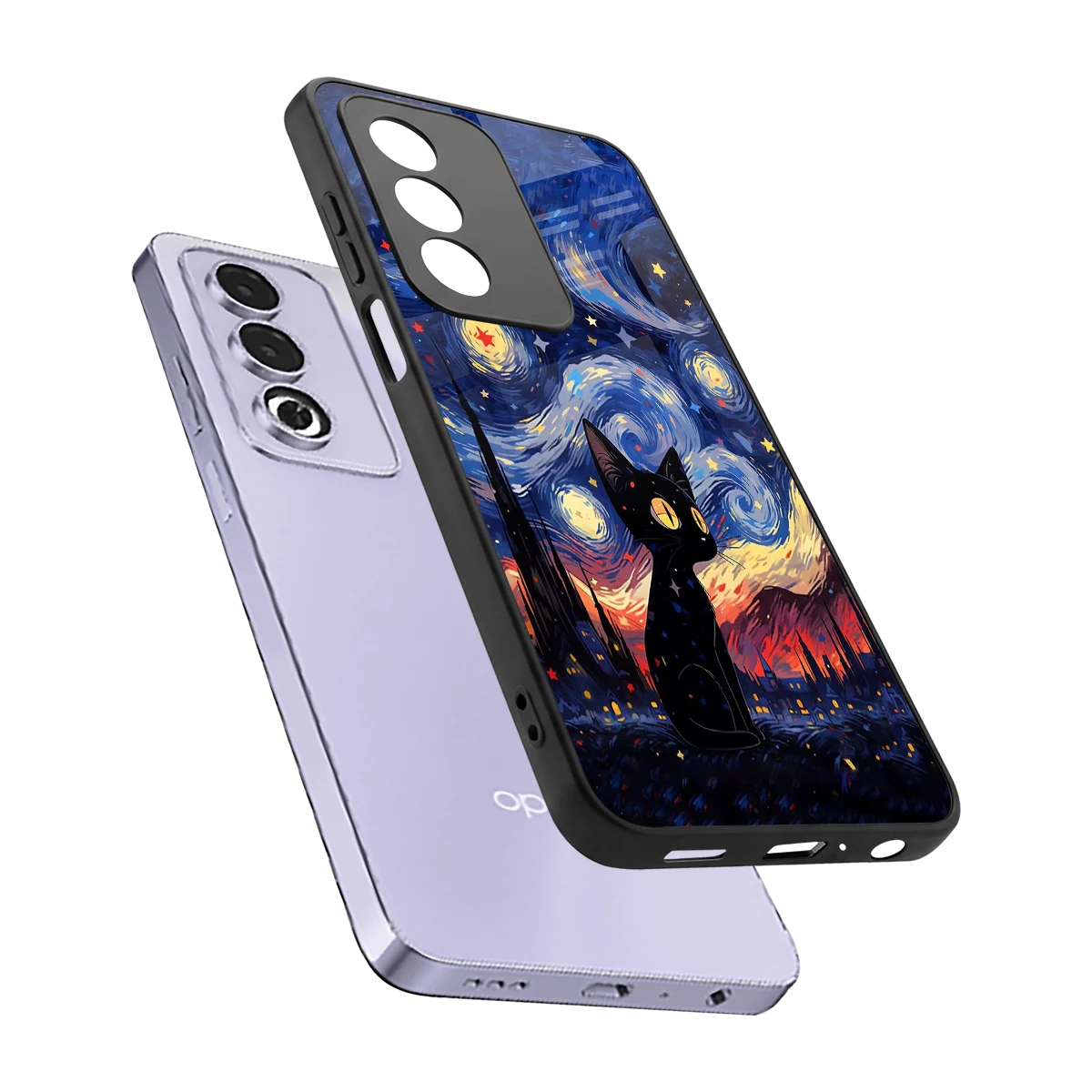 Starry Whiskers sleek oppo a3 pro cover with tempered glass back and TPU edges