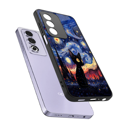 Starry Whiskers sleek oppo a3 pro cover with tempered glass back and TPU edges